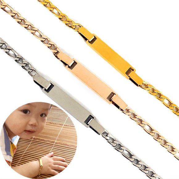 Engrave Custom Baby Bracelet Stainless Steel Birthday Name Personalized Gift - Picture 1 of 6